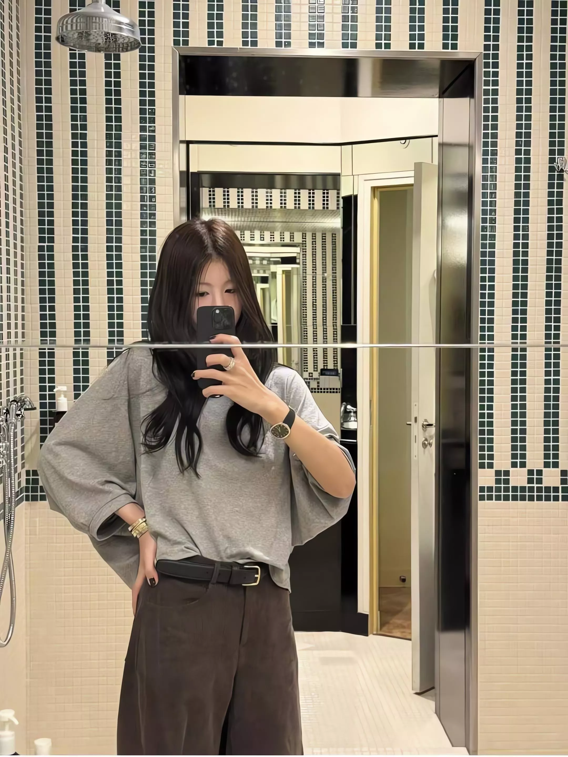 Outfit 簡約七分袖蝙蝠袖棉T