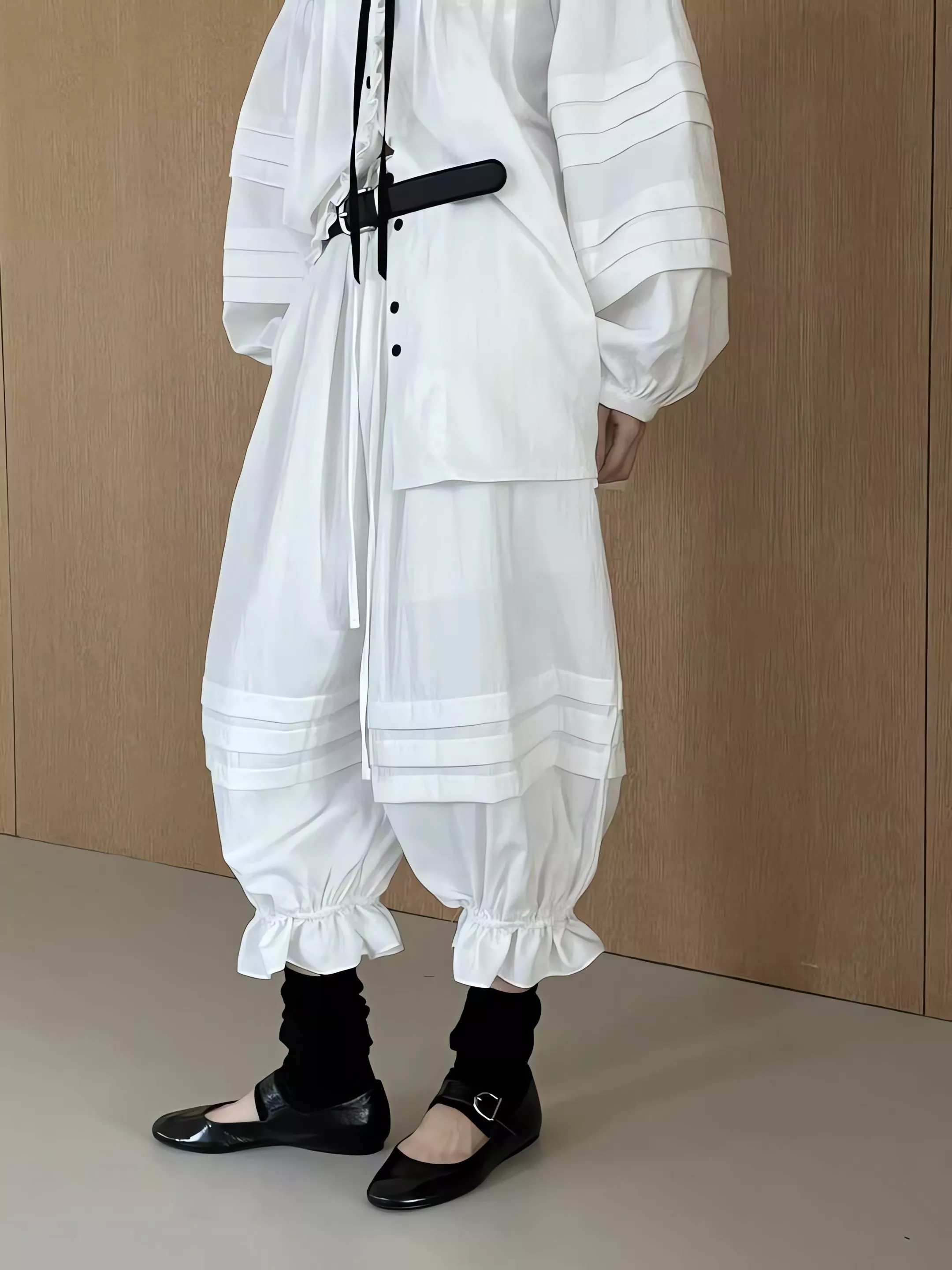 TomGirl 復古層次壓褶束口燈籠褲