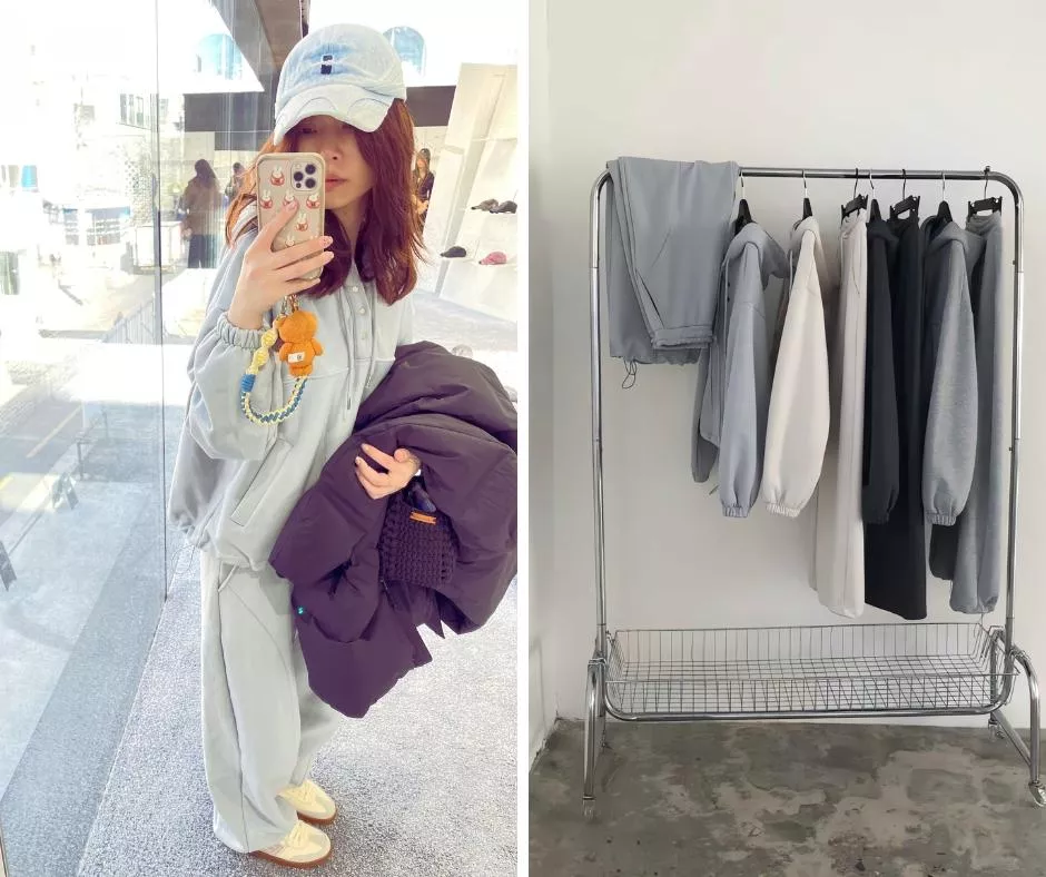 OVU 休閒運動套裝 寬鬆長袖連帽衛衣大學T 束口鬆緊腰休閒長褲