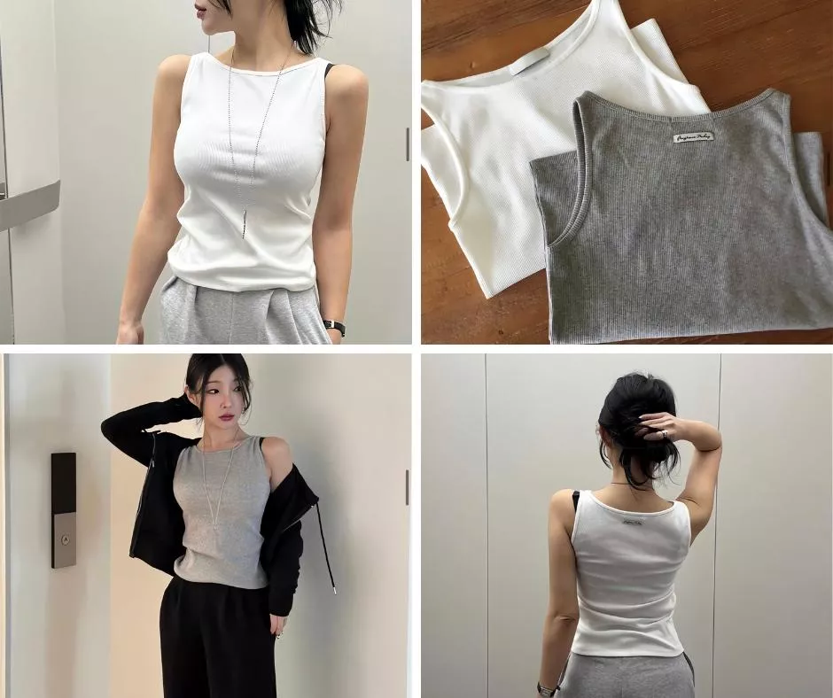 FF高質感削肩感坑條彈力背心