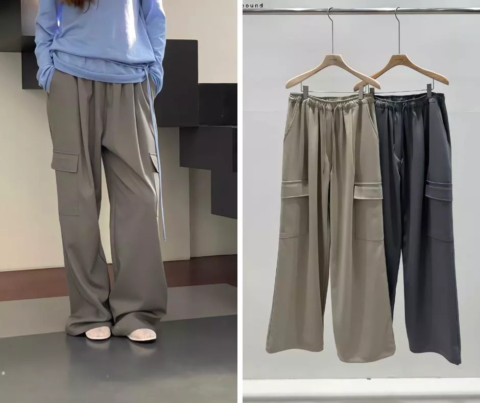 unbound 都市休閒鬆緊腰束口工裝長褲