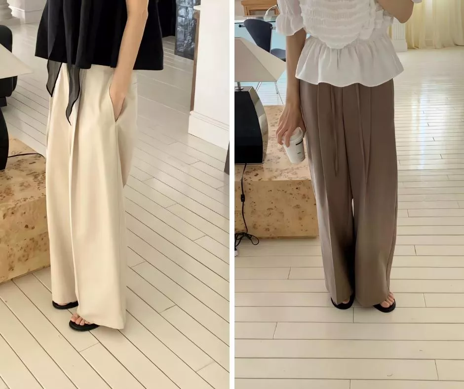 objet 輕熟感天絲混紡顯瘦西裝寬褲