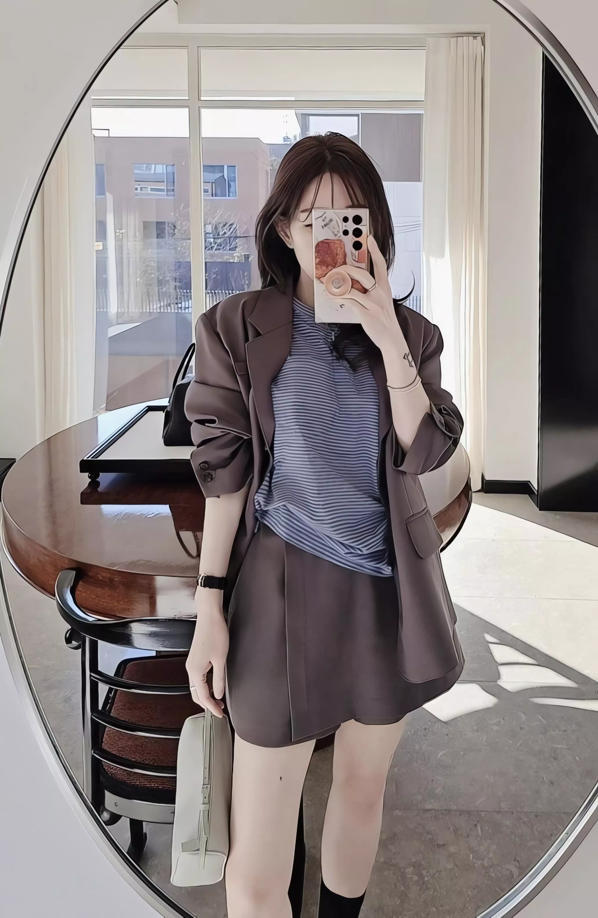 現貨-灰 copiner 職人感西裝系列 俏皮擔當 鬆緊腰一片西裝褲裙