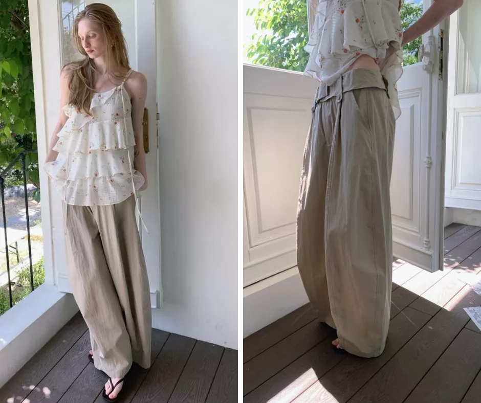 Repeller 荷葉邊鬆緊腰鐮刀長寬褲