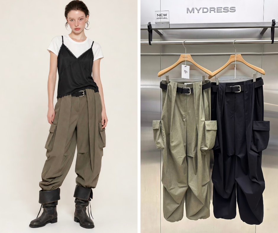 Mydress 設計感大口袋工裝長褲 不含皮帶