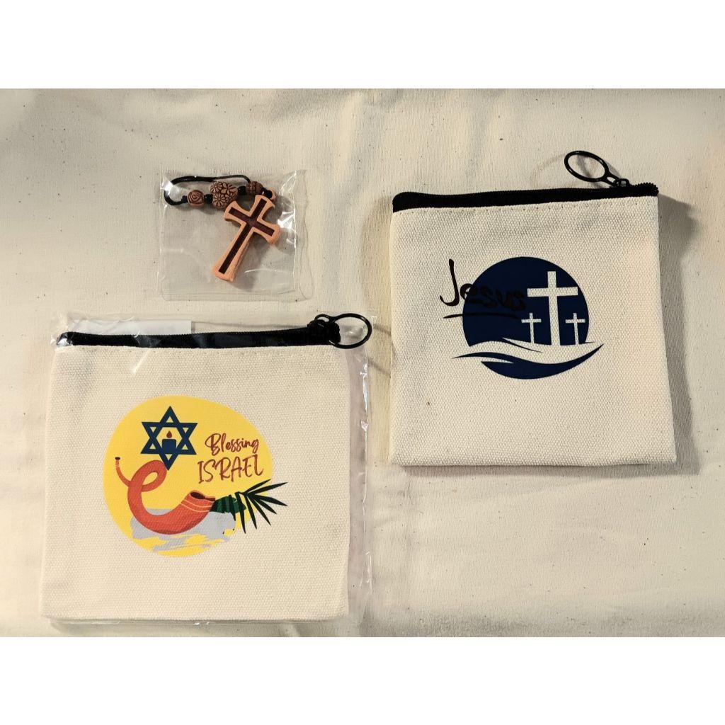 ✝️帆布零錢包(雙面) 附贈十字架鑰匙圈 |卡包 名片 卡片夾套 |