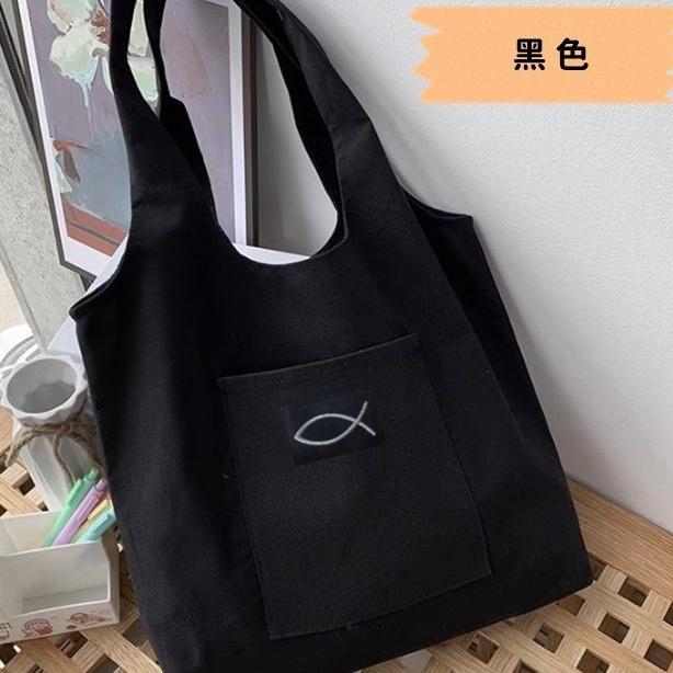 ✝️手提/側背帆布包 / 電繡魚標誌