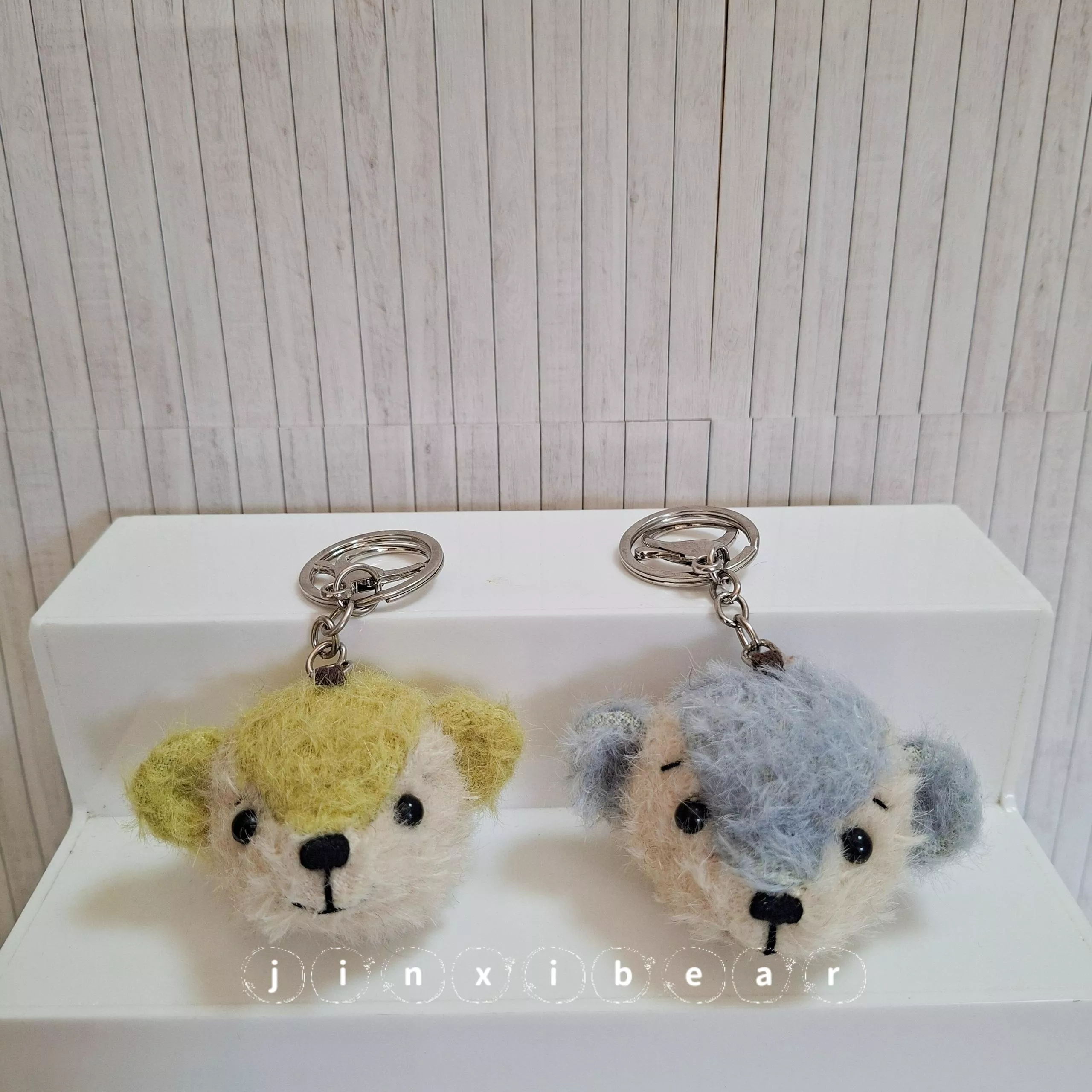 金席手作jinxibear -毛海雙色小熊頭吊飾