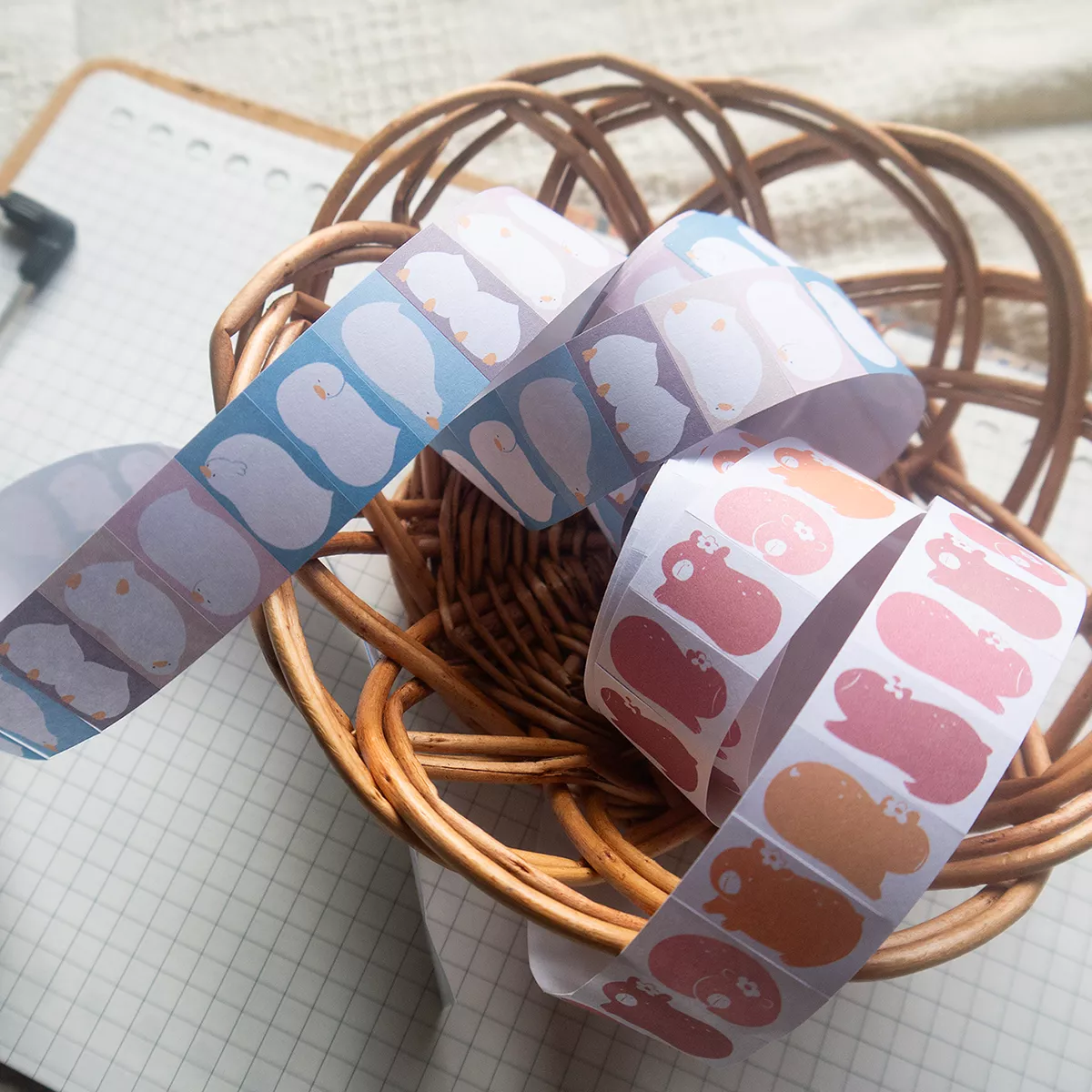 Capybara & Ducks 標籤貼紙卷