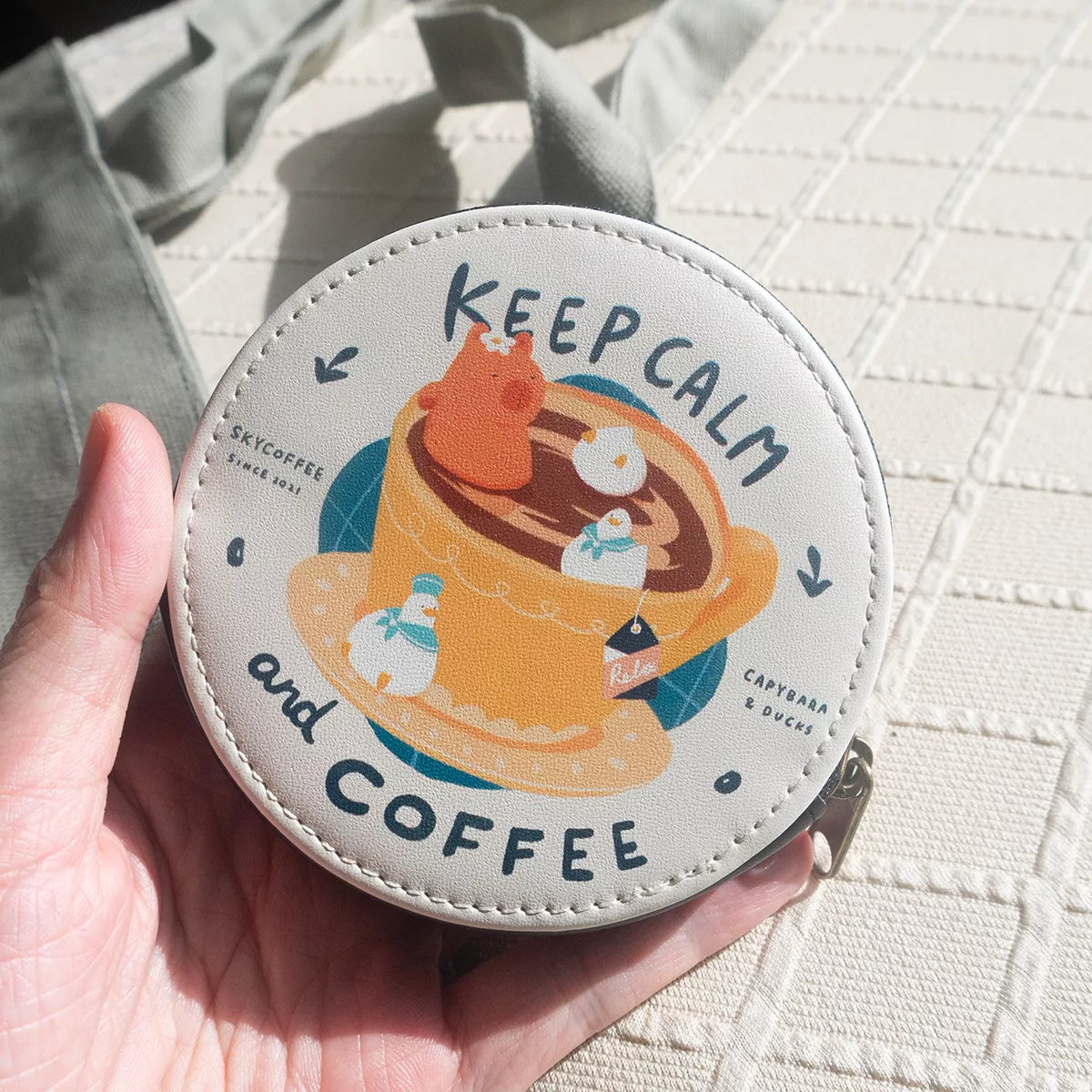 Keep Calm and Coffee PU硬殼圓錢包