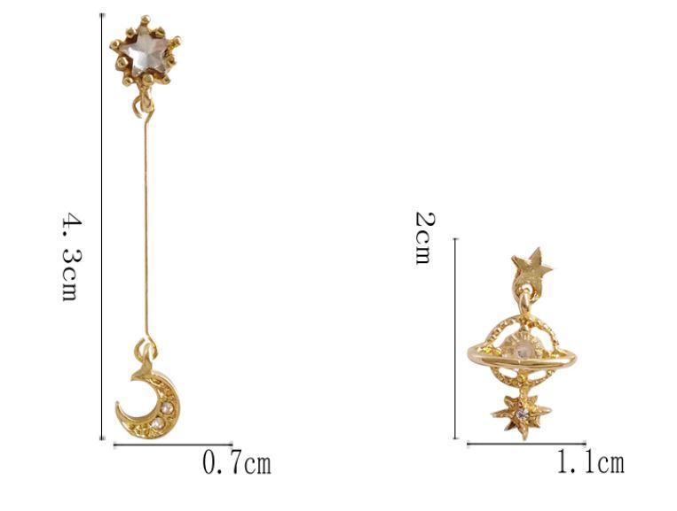 潮流百搭不對稱星球月亮耳環