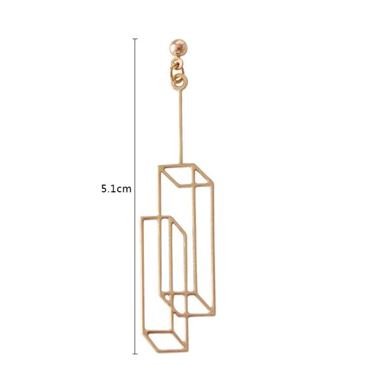 簡約立體幾何長方形耳針