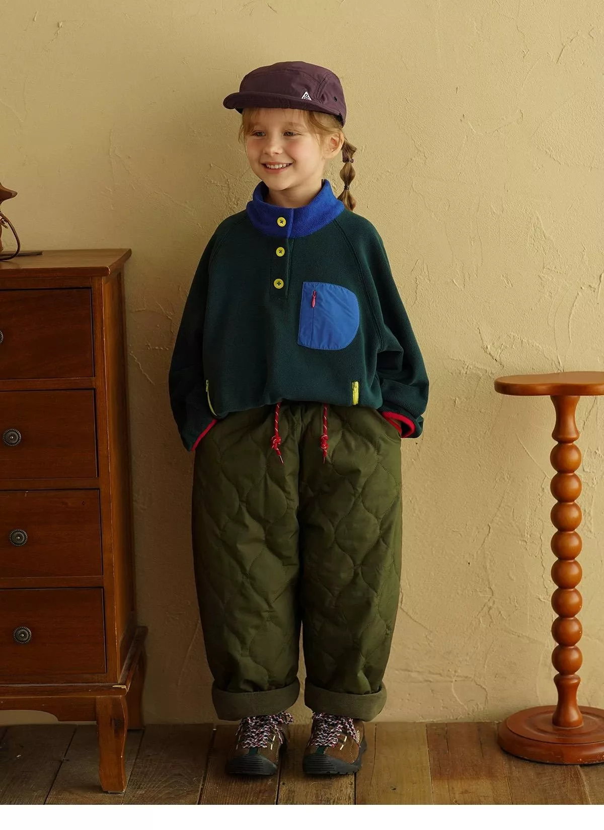 (撞色半高領保暖衛衣）