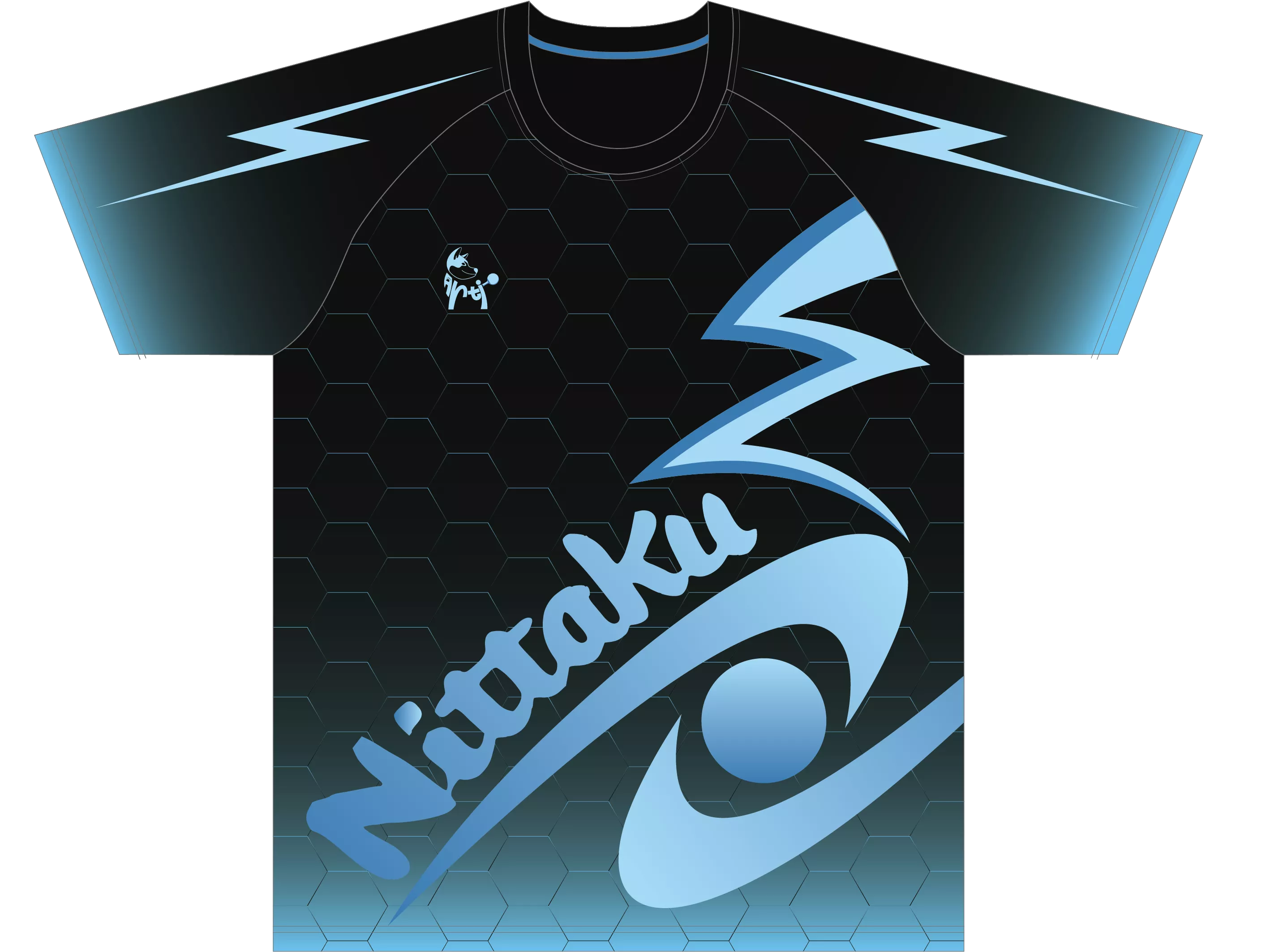 犬犬xNittaku聯名閃電蜂巢桌球服 - 電光藍