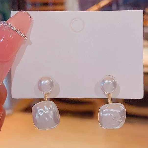 韓款 氣質珍珠造型 雙版 耳釘 耳飾 耳環 耳針 女 飾品