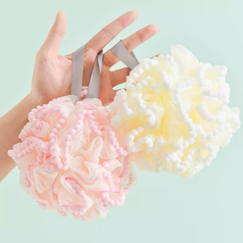 夢幻大號沐浴球 緞帶 雙色 療育系 洗澡用具 沐浴用具 起泡豐富 沐浴手套 搓澡巾