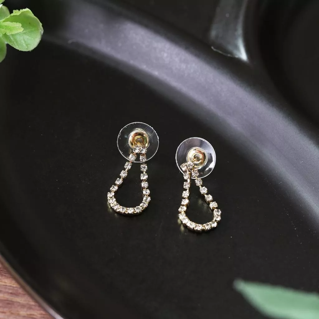 韓款 水滴造型 水鑽 耳釘 耳飾 耳環 耳針 女 飾品