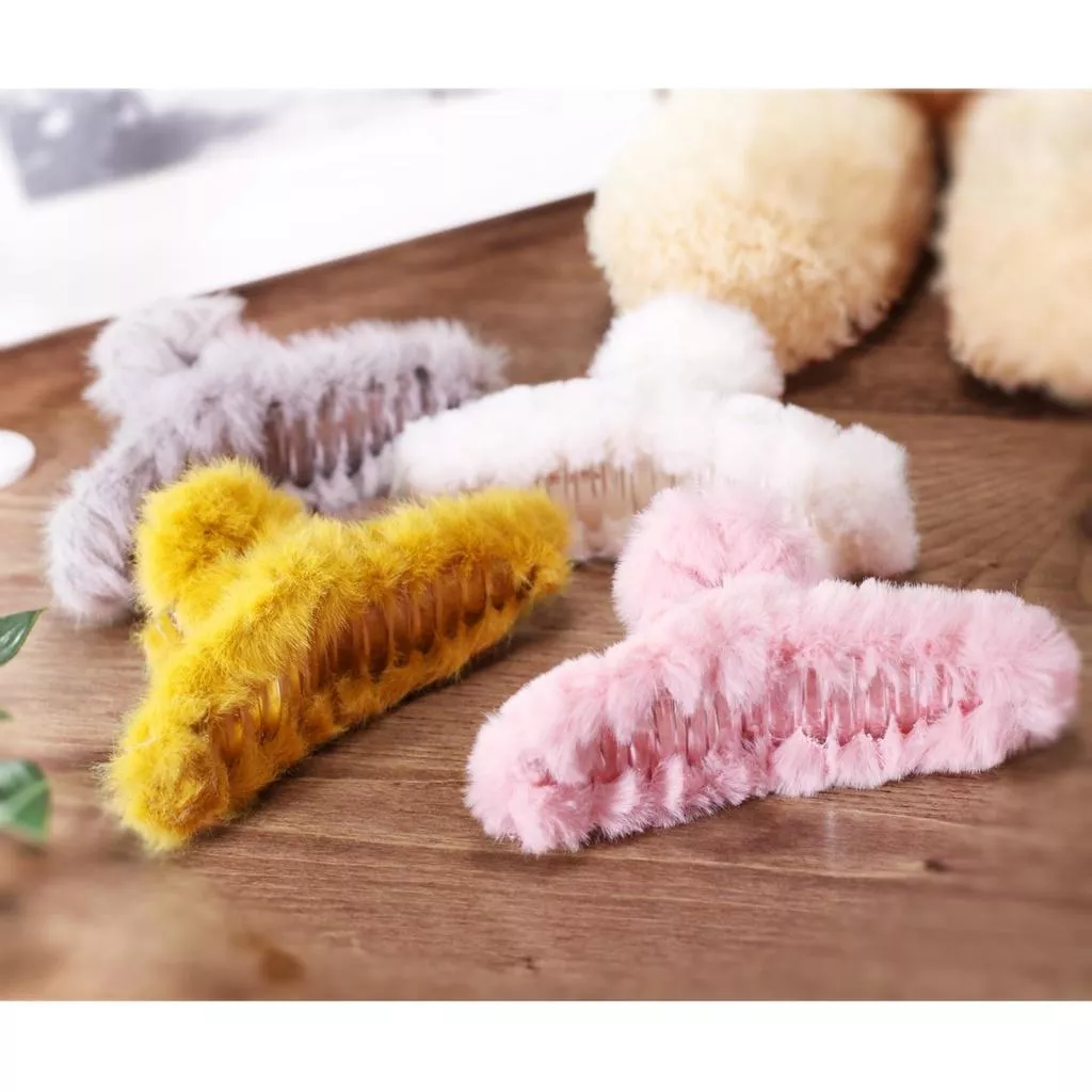 毛絨抓夾髮飾韓國款後腦髮抓鯊魚夾超大號夾子髮夾大嘴頰 鯊魚夾