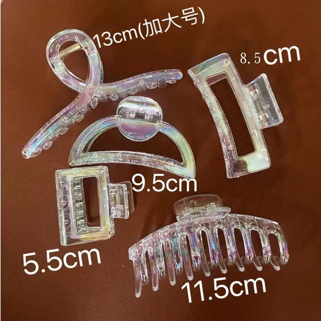 法式透明鐳射抓夾優雅氣質大號髮夾後腦勺夾子盤髮人魚姬色鯊魚夾大嘴夾 髮飾 小U連線 C007