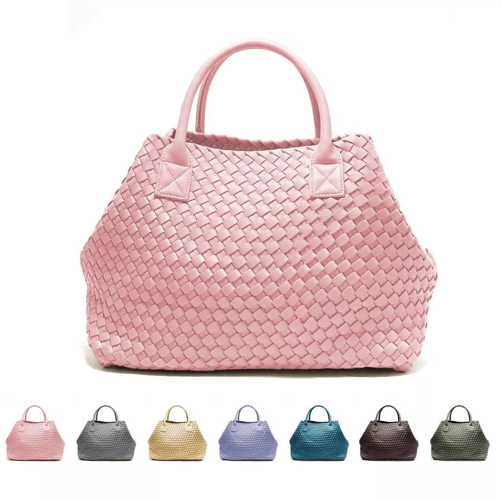 手工編織質感簡約氣質托特包 手提包 素色 百搭潮流款 大方包 A4可放入 包包 女包(附卡夾袋) 包包