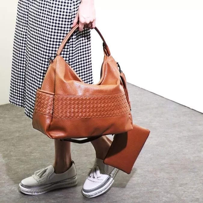 韓國時尚款 托特包 簡約編織素面 大方包 側背包 A4可放 斜背包 2色 QT
