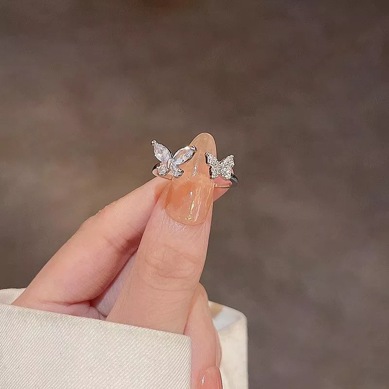 韓風 氣質翩然蝴蝶水鑽戒指 甜美 風 氣質 指環 手 飾品 開口可調節 R006