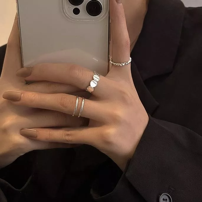 韓款 氣質簡約麻花三環戒指 (銀款) 簡約 風 指環 手 飾品 開口可調節 一組三個 R002
