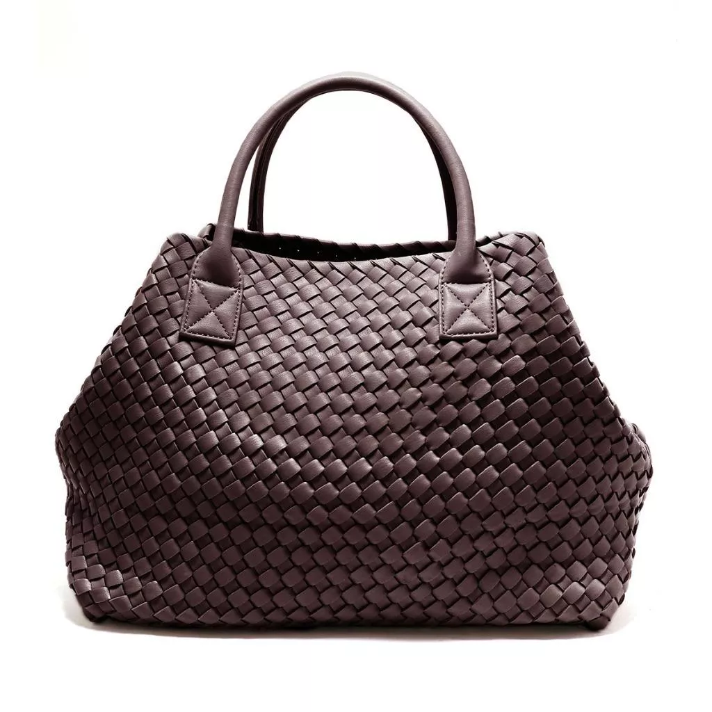 (咖啡色)歐美街頭風 優雅手工編織質感簡約氣質托特包 手提包 素色 A4可放入 百搭潮流款 大方包 包包 女包(附卡夾袋