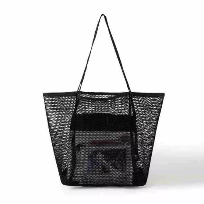 網格沙灘袋玩具游泳衣雜物收納包多功能單肩購物袋 托特包