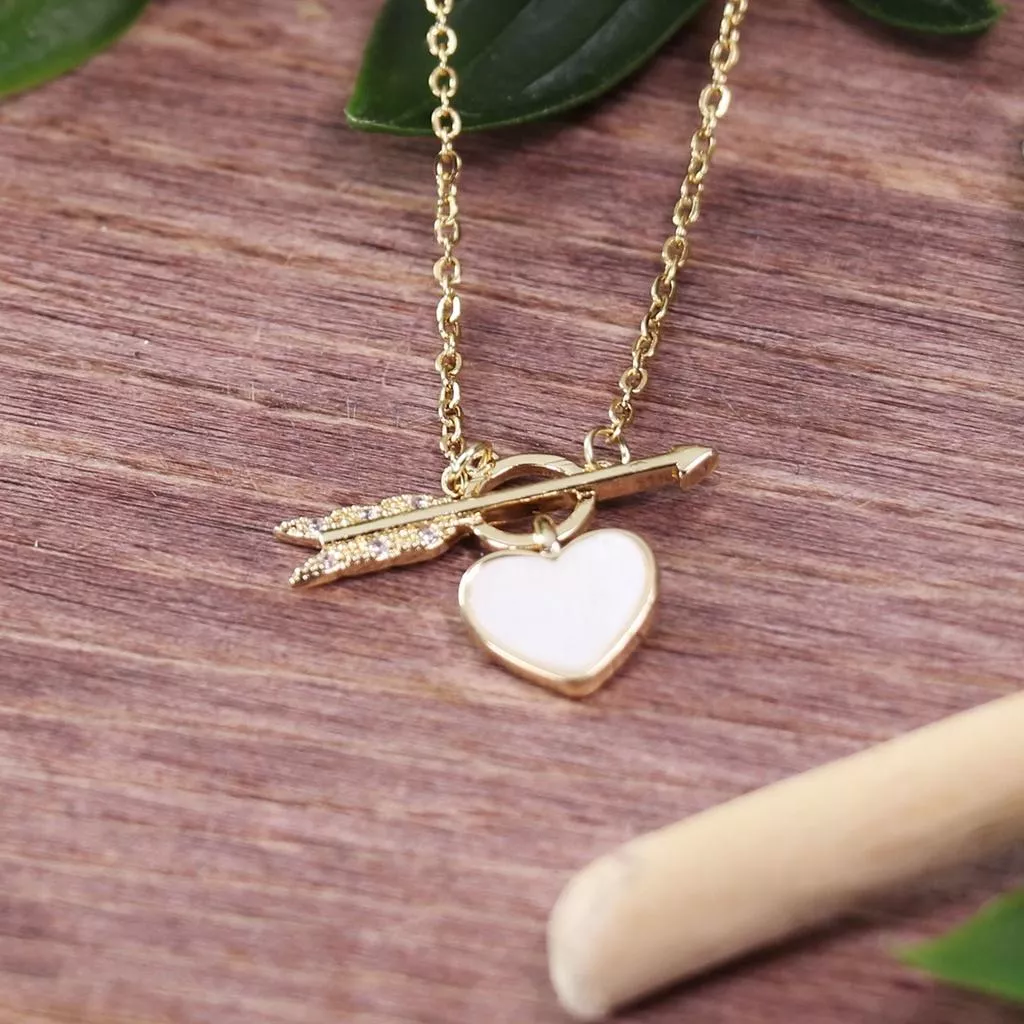 邱比特項鍊 愛心射箭 項鍊女簡約高級設計感鎖骨鏈氣質項鏈 飾品 短練 簡約 短鏈