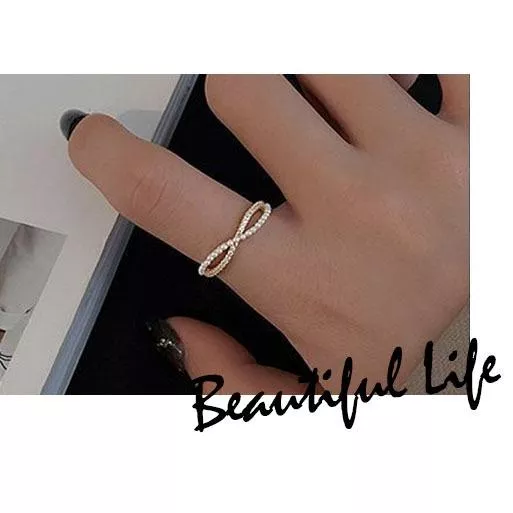氣質 珍珠水鑽交叉造型 戒指 簡約氣質 指環 手 飾品 開口可調節