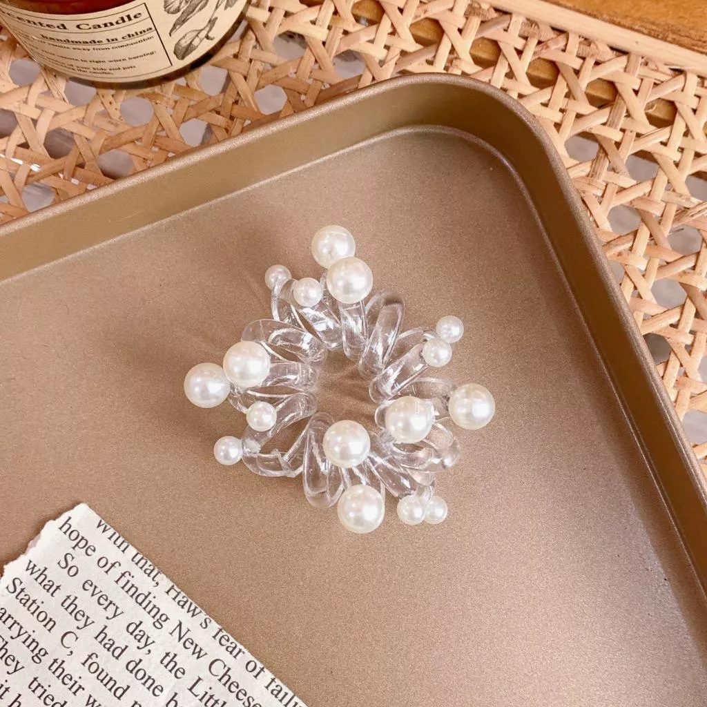 可愛人魚色電話線髮圈髮繩少女心夢幻橡皮筋透明鐳射頭繩