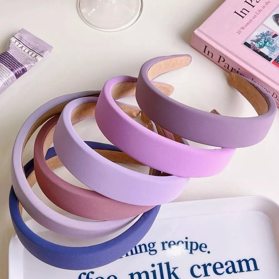 春季復古法式褶皺大腸髮圈高彈力皮筋髮箍溫柔紫髮圈飾品 R1