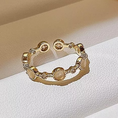 拼接水鑽造型戒指簡約氣質 風 指環 手 飾品 開口可調節