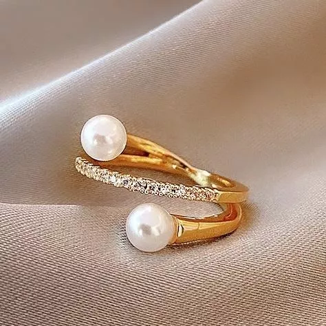韓款戒指 珍珠 簡約 氣質 風 指環 手 飾品 水鑽