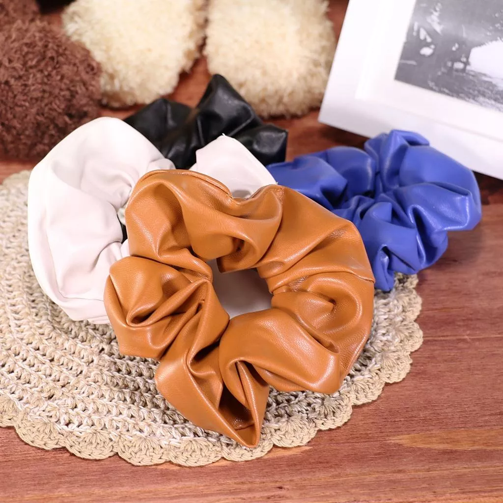 歐美時尚皮質 氣質皮革大腸圈 髮圈 大款皮質綁帶 霧面 啞光 小款皮革大腸圈