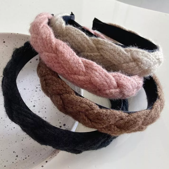 麻花辮子髮箍 針織毛線 頭飾 女 百搭 編織布藝 高顱頂 頭箍 R1