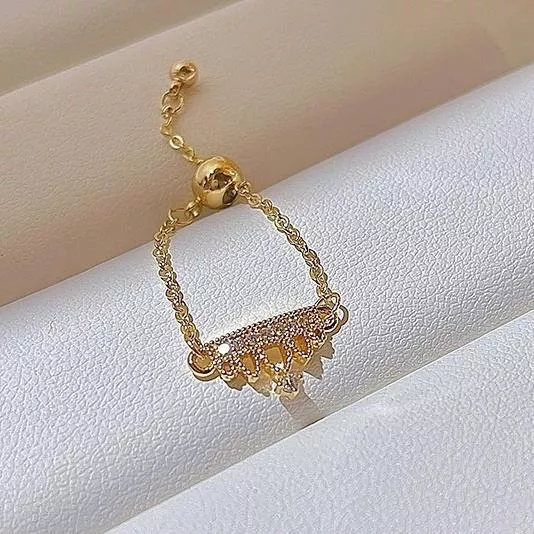 皇冠造型水鑽戒指 簡約氣質 風 指環 手 飾品 開口可調節