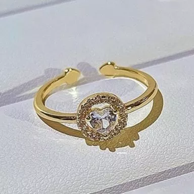 愛心水鑽造型戒指簡約氣質 風 指環 手 飾品 開口可調節