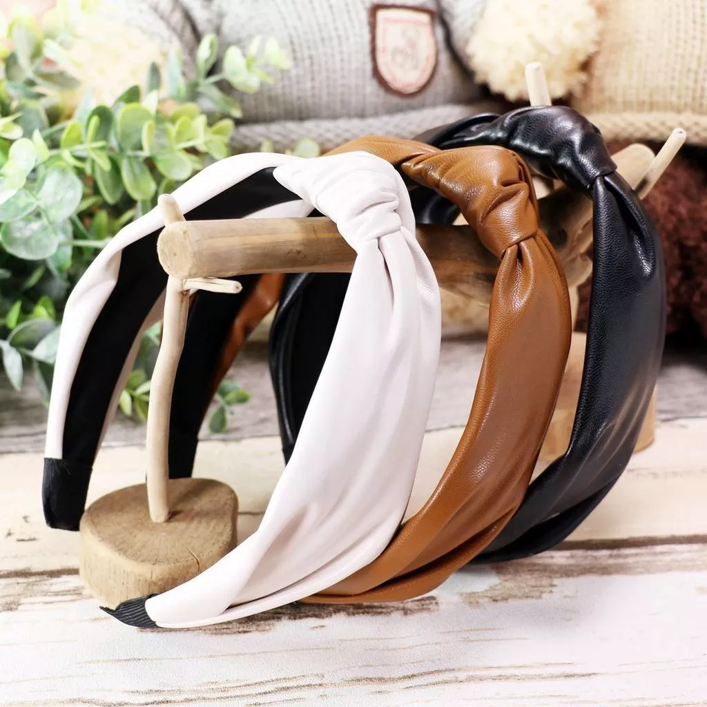 歐美時尚皮質寬版扭結交叉髮帶 韓國打結針織百搭髮箍 3色 小U連線