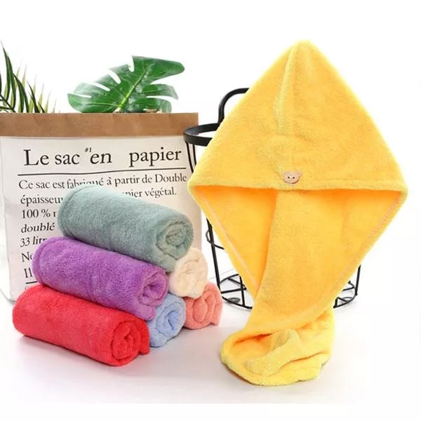 小熊扣乾髮帽 加厚強吸水珊瑚絨乾髮帽洗頭浴帽包頭毛巾