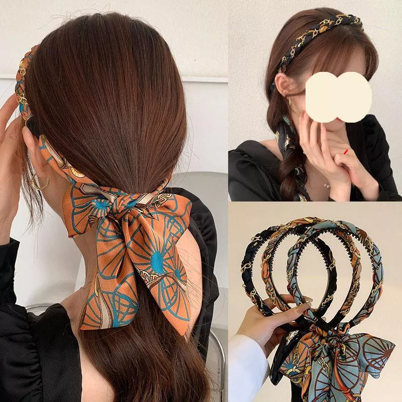 宮廷緞面布藝復古鏈條髮箍 女 帶齒防滑頭箍 束髮帶 公主編髮 髮卡 髮飾