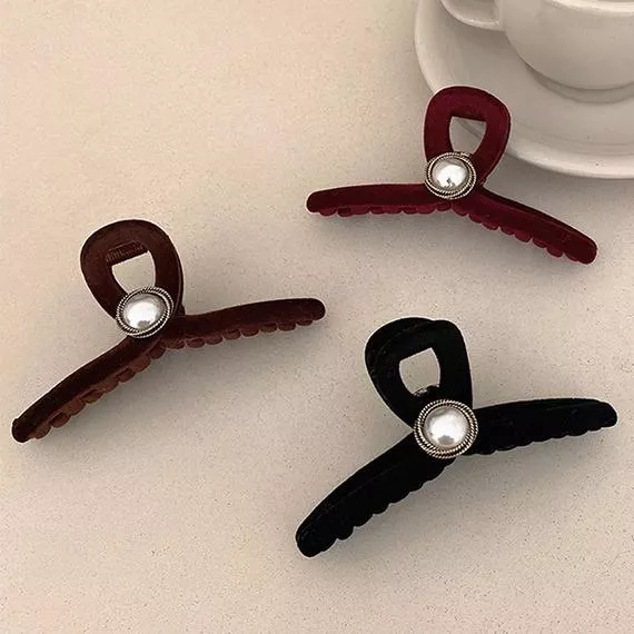 法式高級感優雅氣質髮夾大號抓夾秋冬植絨鯊魚夾抓髮夾頭飾髮飾 R1
