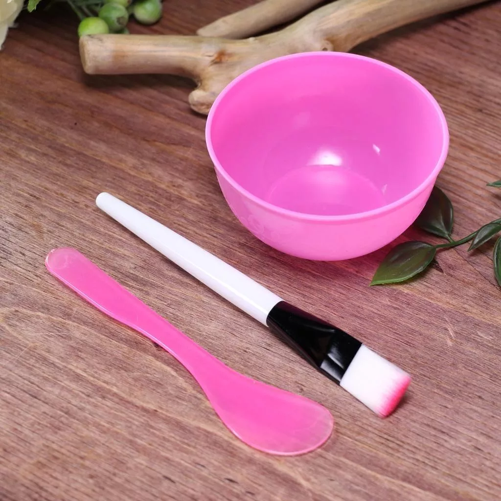 DIY面膜碗套裝 泥膜碗 攪拌棒 面膜刷 軟膜碗 美妝工具 臉部敷臉泥膜工具 專用攪拌塗抹式工具 軟膜工具三件組