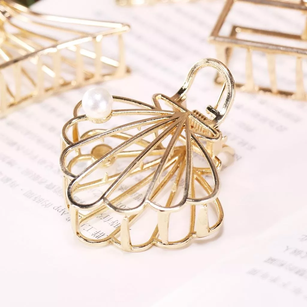 金屬抓夾優雅氣質大號髮夾後腦勺夾子盤髮人魚姬色鯊魚夾大嘴頰 小U連線 R1