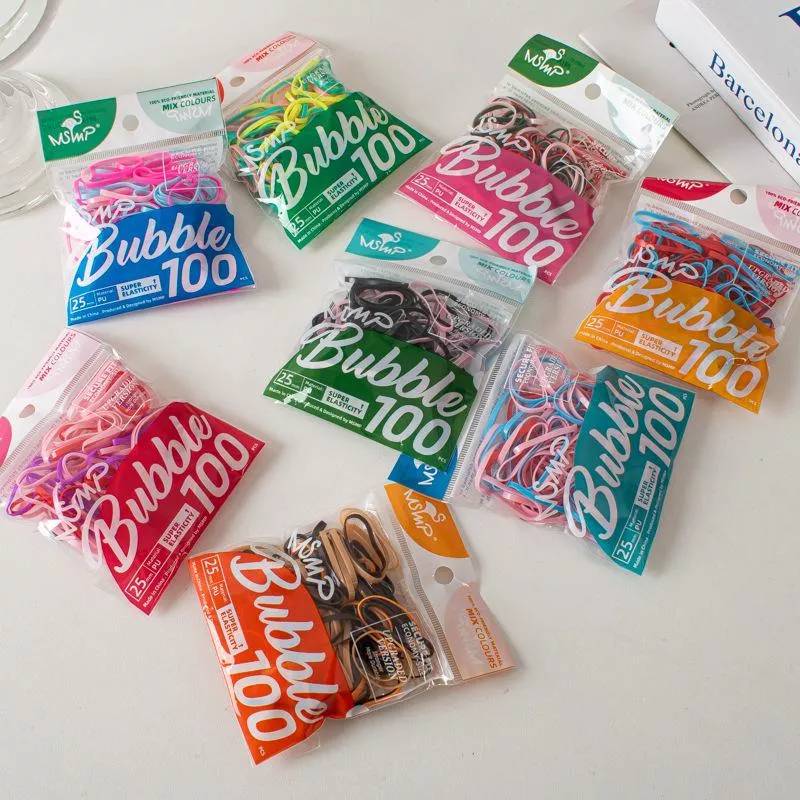 基礎約100條糖果色皮筋 高彈力髮繩 彩色髮圈 頭繩 髮飾 A004