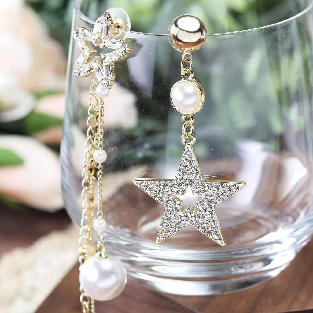 韓風 不對襯星星流蘇耳環 女 長款 流蘇 耳釘 耳飾 耳環 耳針 飾品 T190