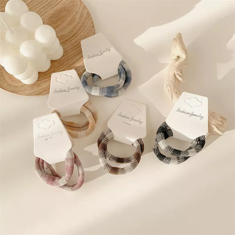 韓款 格紋髮圈 法式 復古 髮繩 頭繩 女 紮馬尾 丸子頭 髮圈 髮飾