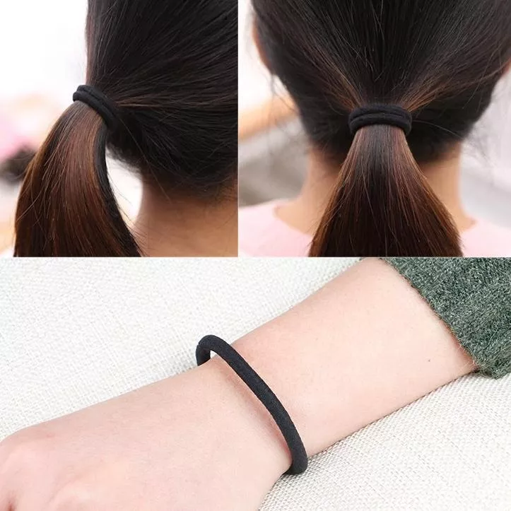 必備基本款 簡約高彈力無接縫黑色髮圈 R1