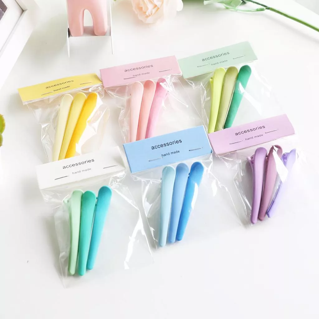 馬卡龍色 大號化妝髮夾固定頭髮鴨嘴夾 瀏海夾 頂夾 理髮店夾子 髮飾 邊夾 女 一字髮卡 糖果色 R1